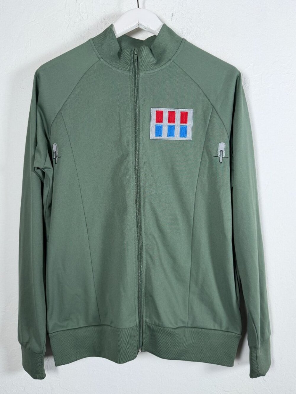 Star Wars ThinkGeek Rebel Alliance Rank Badge Track Jacket Olive Green Small